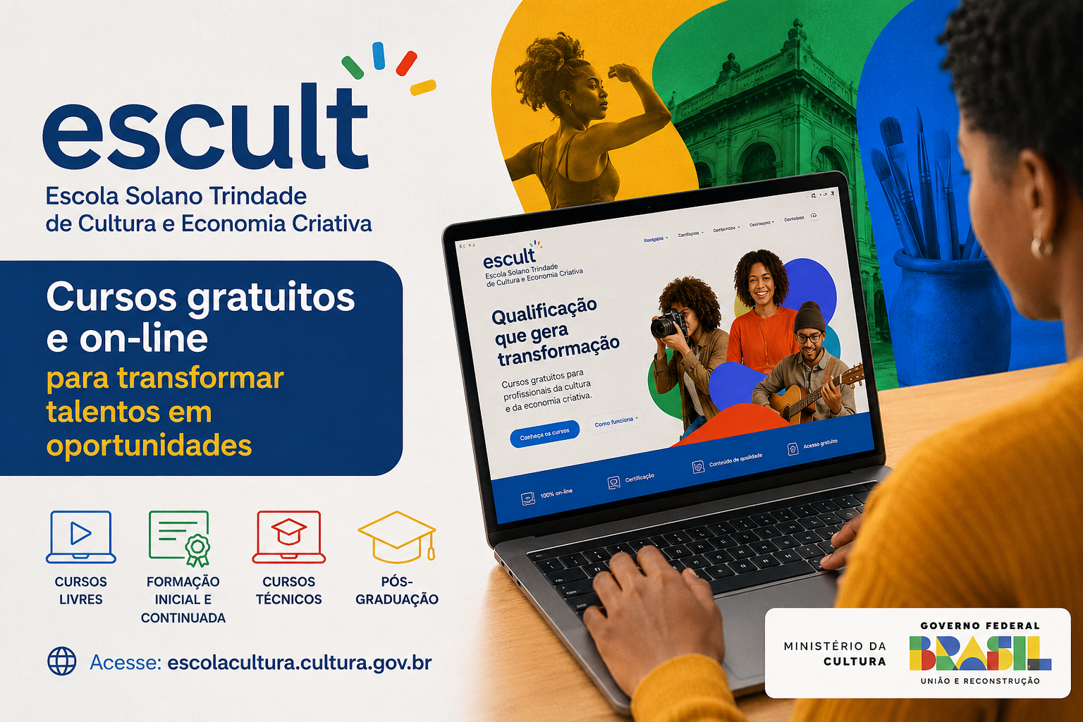 Escult oferece cursos gratuitos para profissionais e interessados na área da cultura